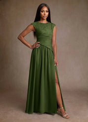 Augday Kalleen A-Line Pleated Chiffon Dress