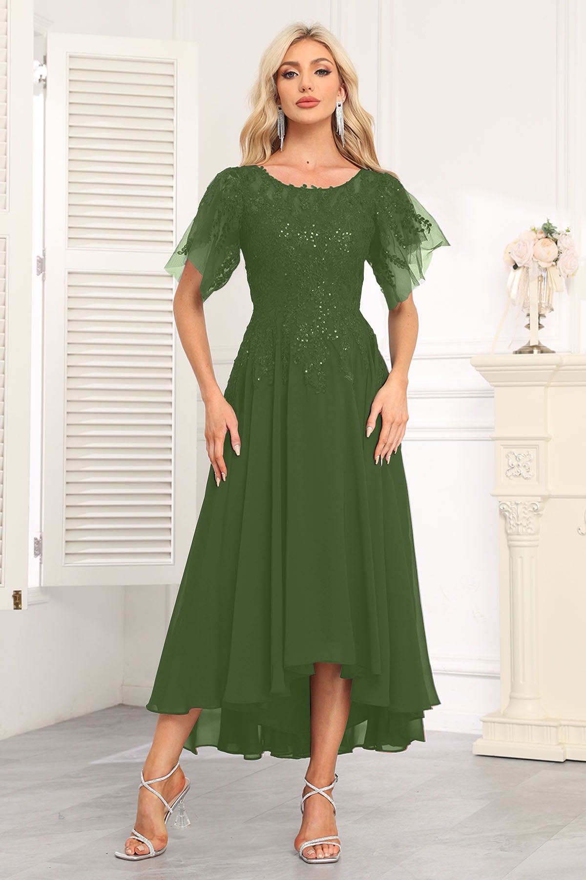 Augday Chiffon Lace Sequins Mother of the Bridesmaid Dresses