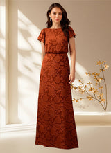 Augday Lehi A-Line Boatneck Floral Burnout Dress