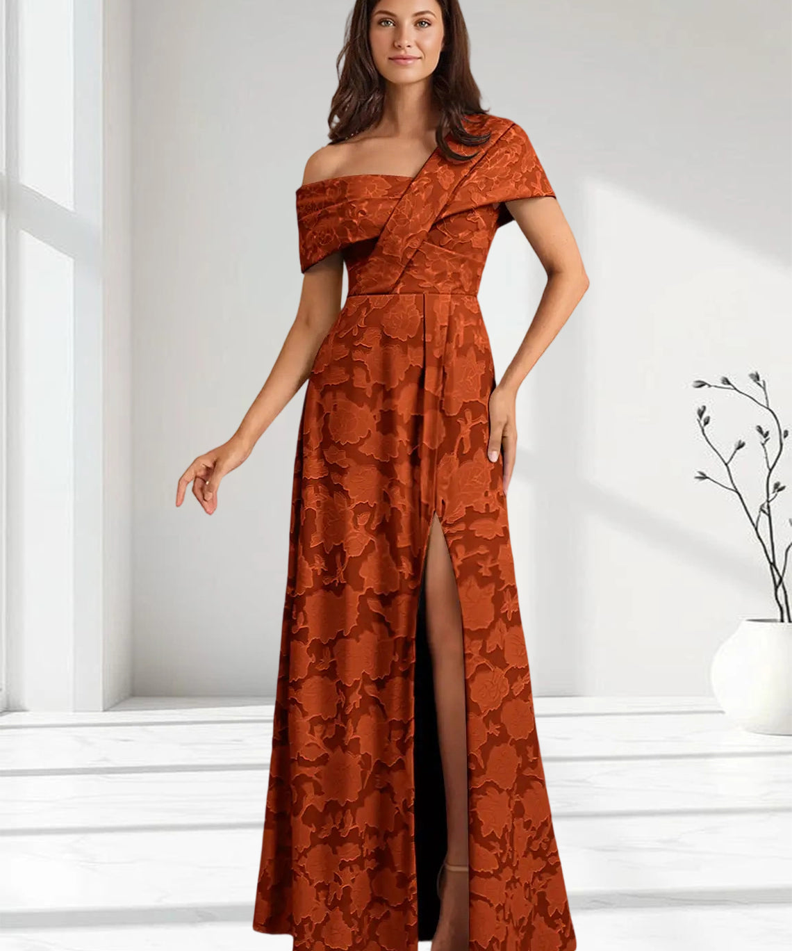 Augday Milton Milton A-Line Pleated Floral Burnout Dress