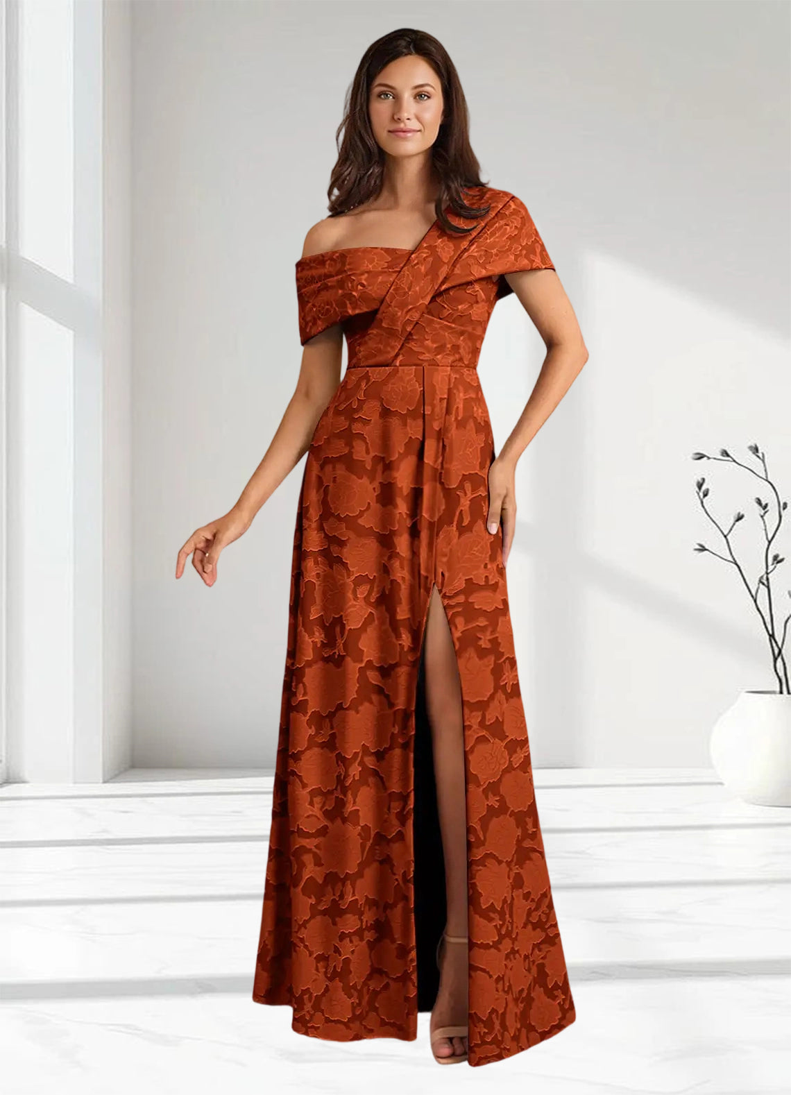 Augday Milton Milton A-Line Pleated Floral Burnout Dress