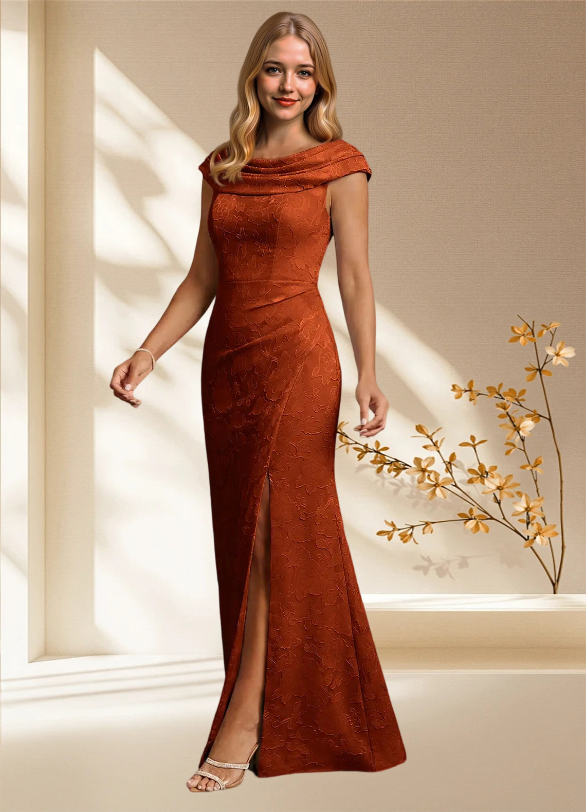 Augday Irvine A-Line Pleated Floral BurnoutDress