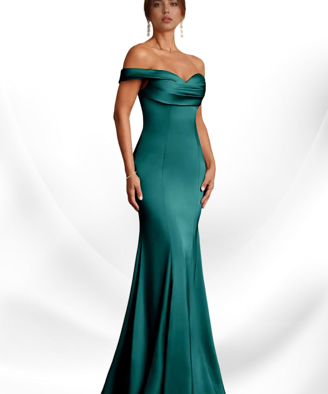 Augday  Mermaid Off the Shoulder Stretch Satin Dress