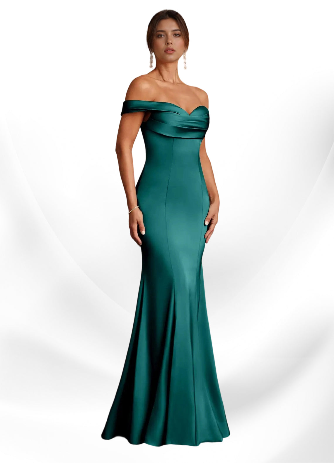 Augday  Mermaid Off the Shoulder Stretch Satin Dress