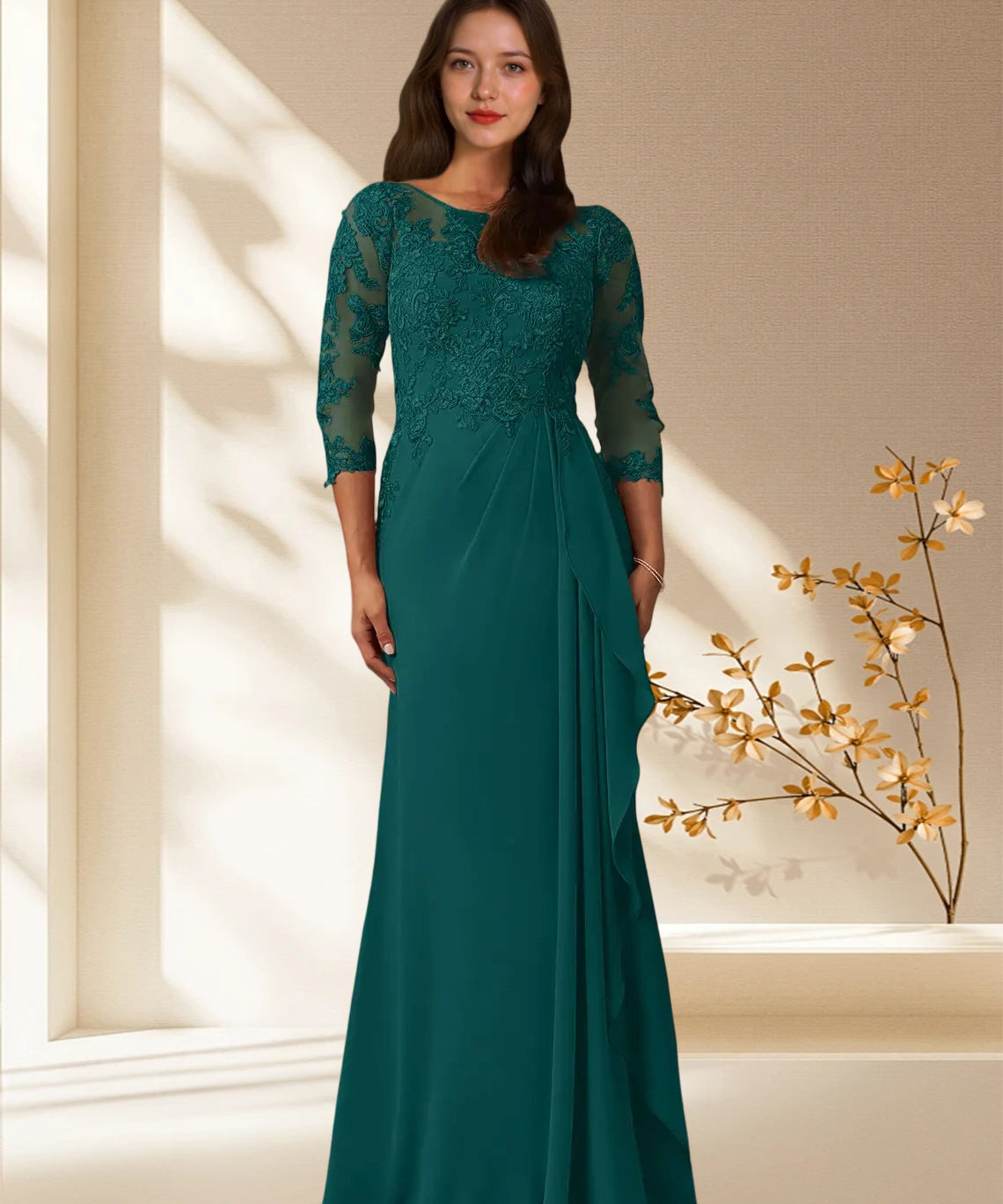 Augday Calanthe A-Line Scoop Chiffon Dress