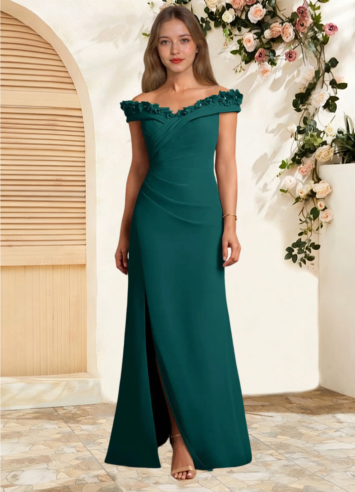 Augday Jettie Sheath Pleated Chiffon Dress