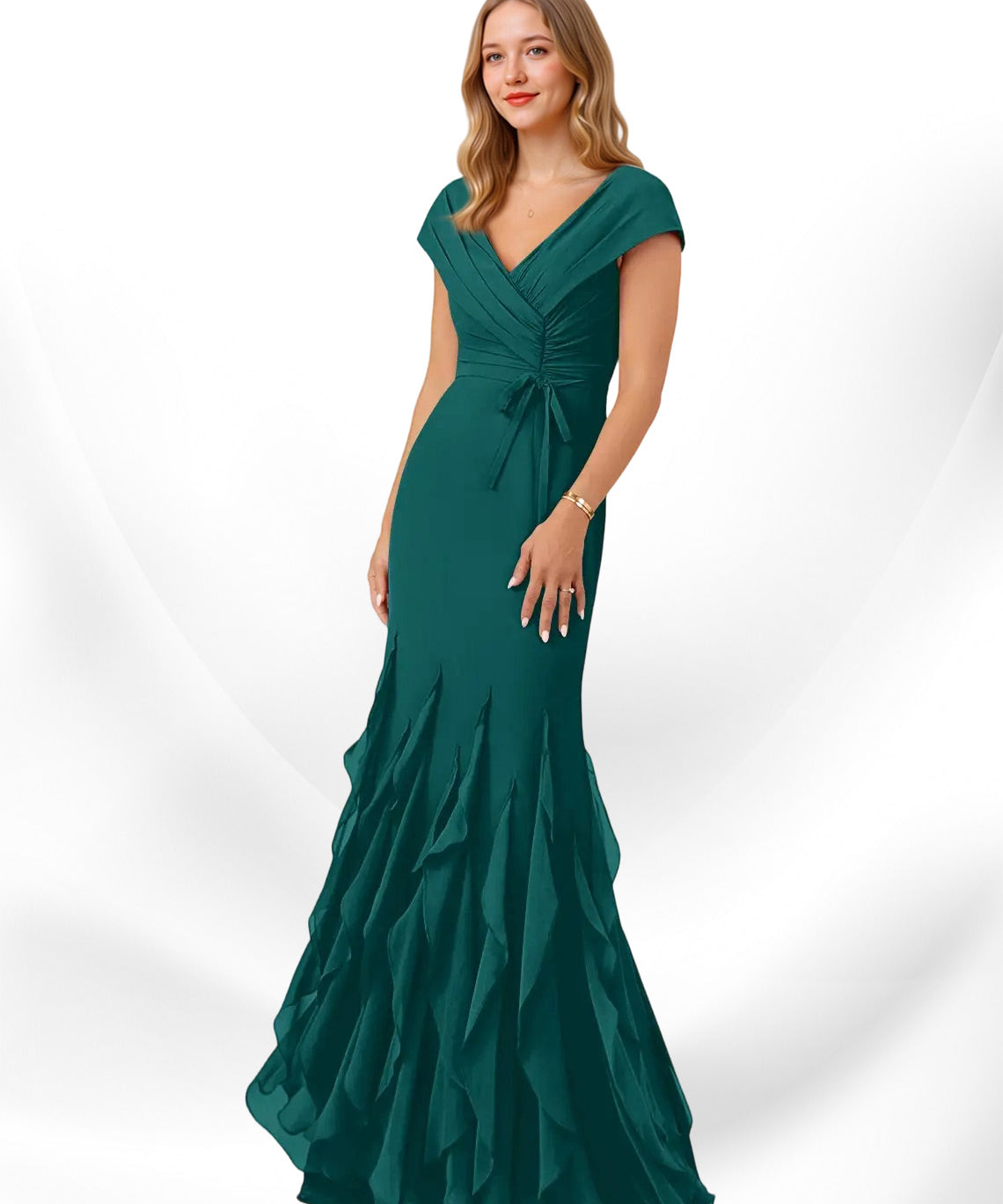Augday Bailora Mermaid Ruched Chiffon Dress