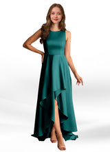 Augday Niles A-Line Trains Stretch Satin Dress