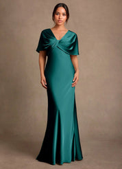 Augday Dosia Sheath Pleated Stretch Satin Dress