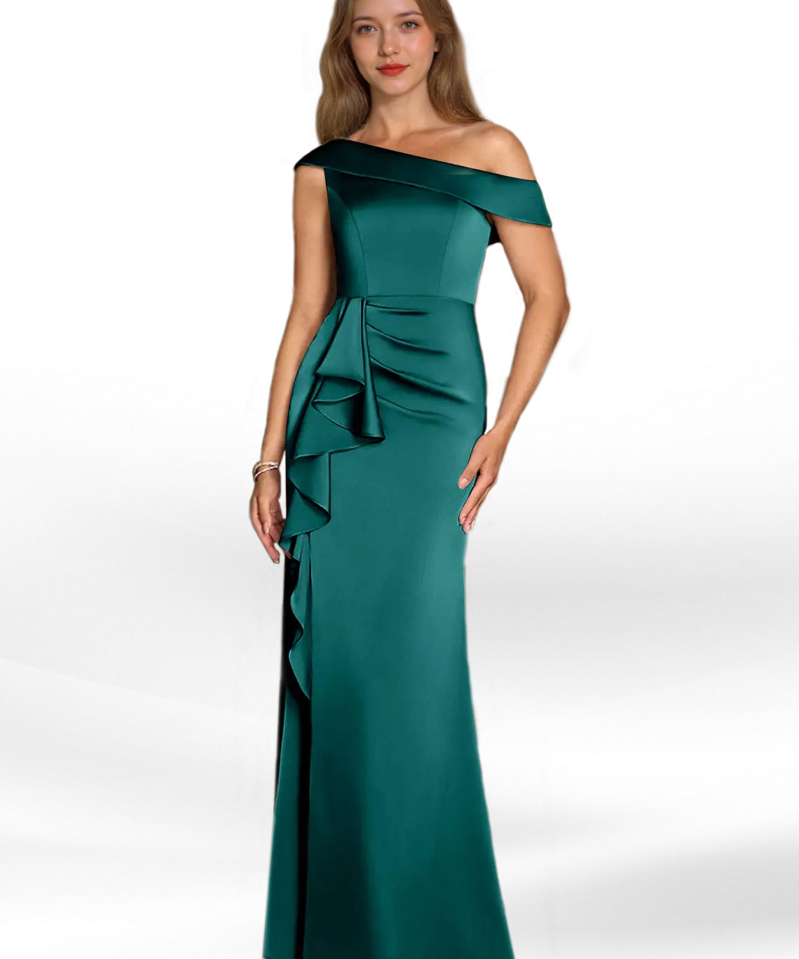 Augday Hamptons A-Line Pleated Stretch Satin Dress