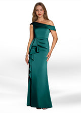 Augday Hamptons A-Line Pleated Stretch Satin Dress