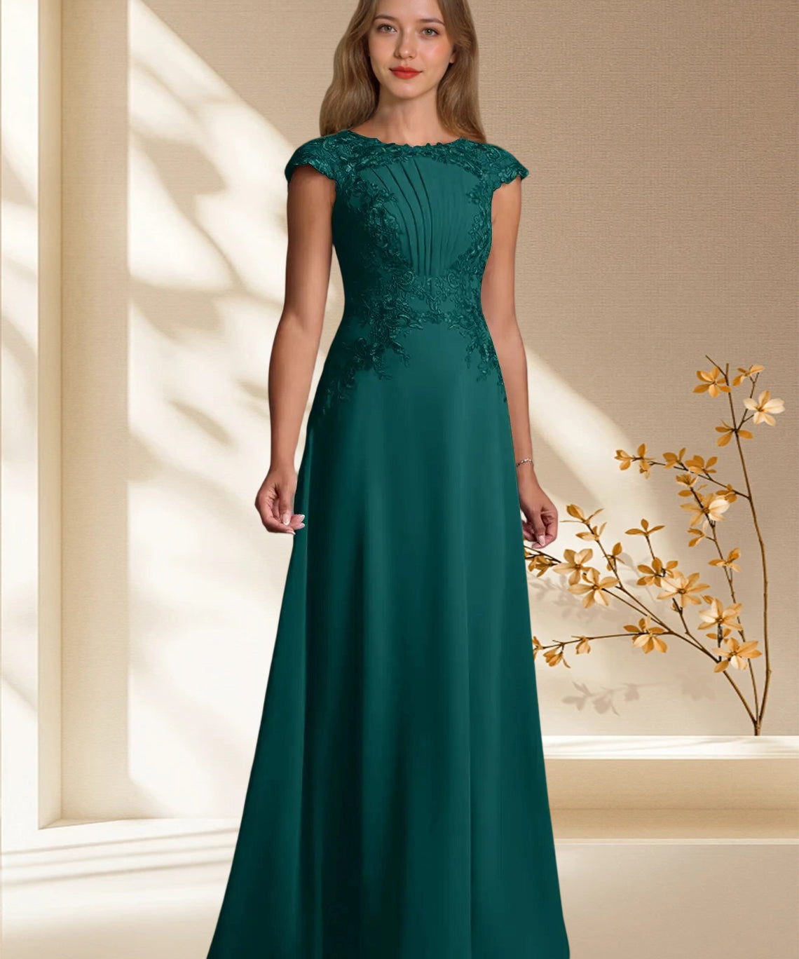 Augday Christi A-Line Lace Chiffon Dress