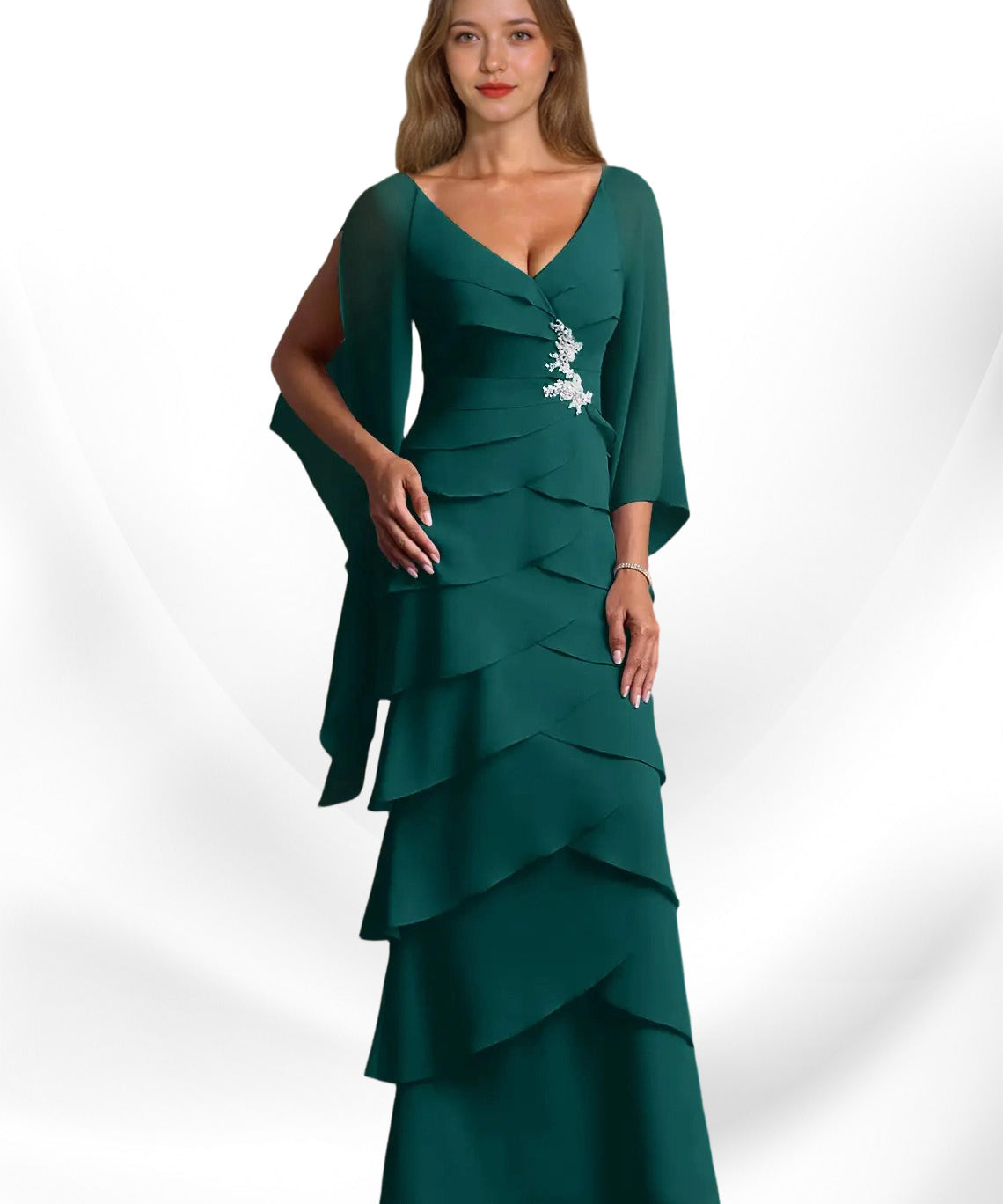 Augday Arabinda Sheath Ruched Chiffon Dress