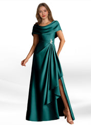 Augday Branford A-Line Pleated Stretch Satin Dress