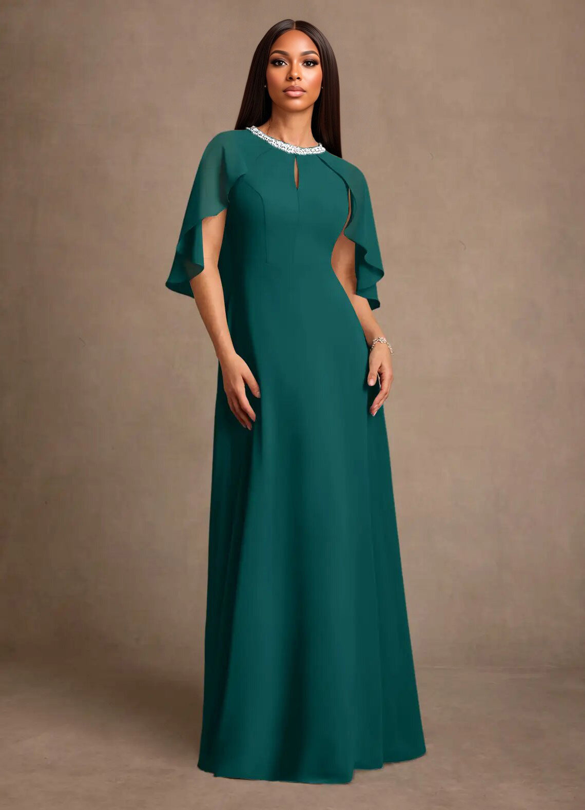 Augday Winnifred A-Line Beaded Chiffon Dress