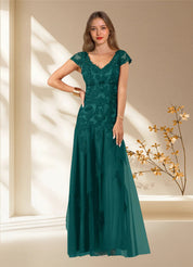 Augday Romy Mermaid V-Neck Sequins Tulle Dress