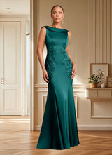 Augday Franny Sheath Lace Stretch Satin Dress
