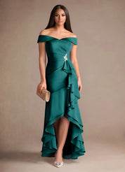 Augday Billings Mermaid Off the Shoulder Stretch Satin Dress