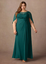 Augday Hera Mother of the Bride Dresses A-Line Lace Capelet Chiffon Dress Plus Size