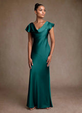 Augday Shelby Mother of the Bride Dresses Mermaid Pleated Stretch Satin Dress