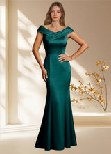 Augday Aberdeen Sheath Pleated Stretch Satin Dress