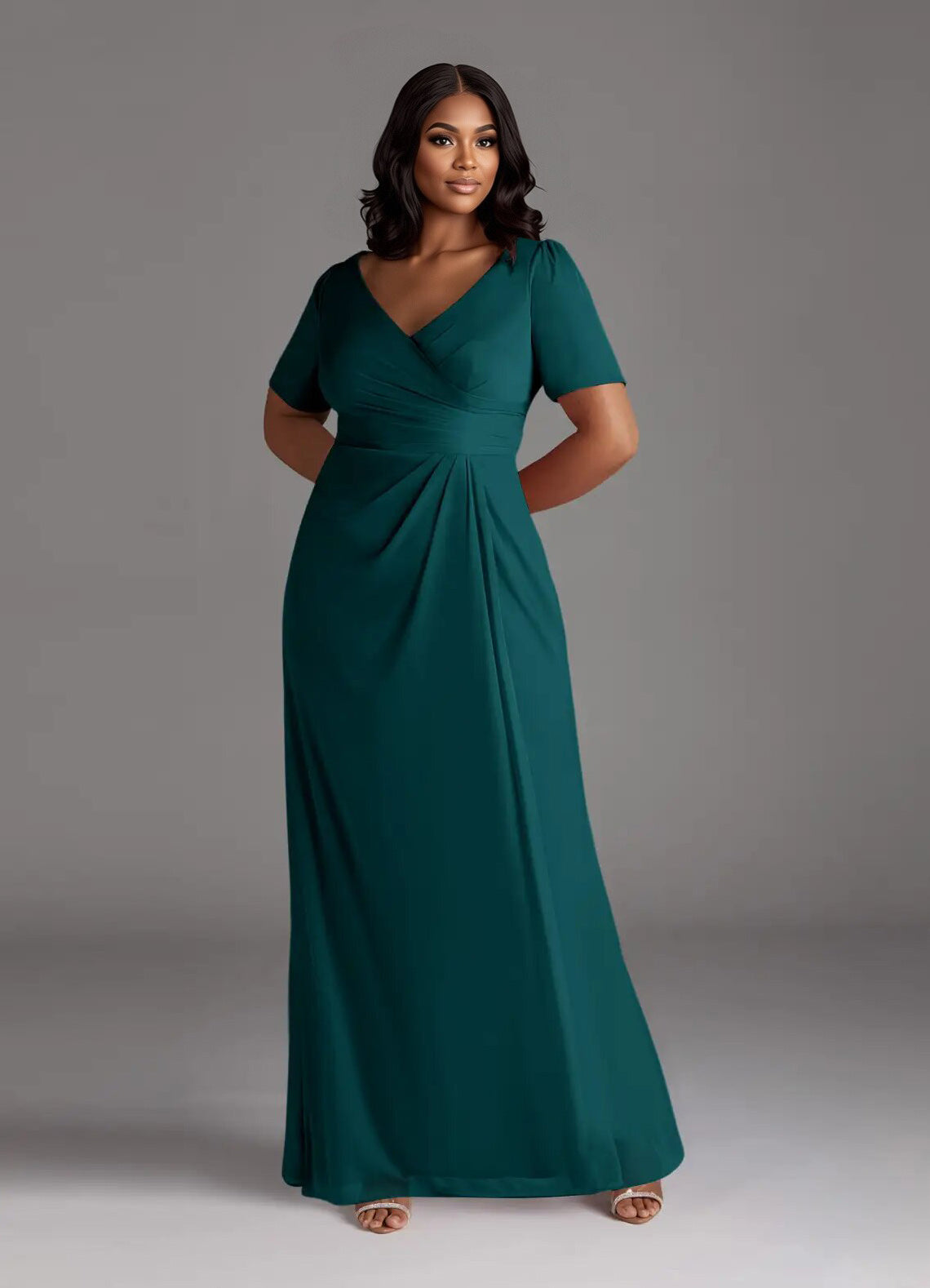 Augday Bessie A-Line Pleated Mesh Dress Plus Size