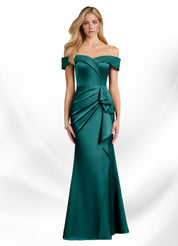 Augday Laredo Mermaid Off the Shoulder Stretch Satin Dress