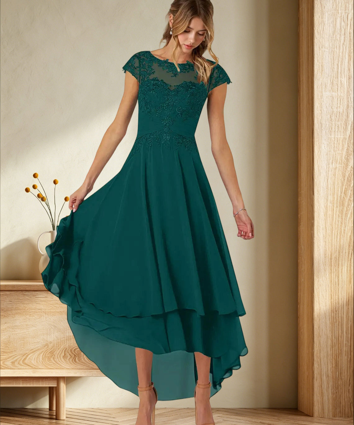 Augday Shonda Lace Chiffon Dress