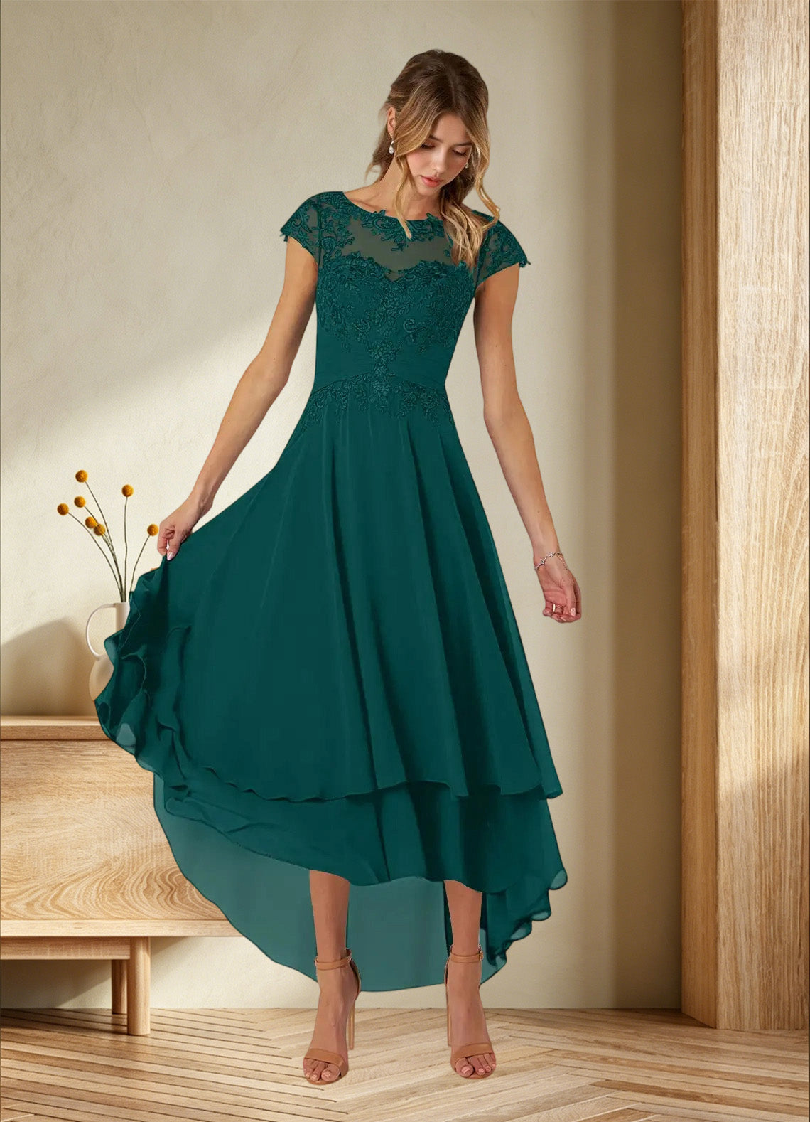 Augday Shonda Lace Chiffon Dress