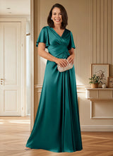 Augday Emmeline A-Line Pleated Stretch Satin Dress