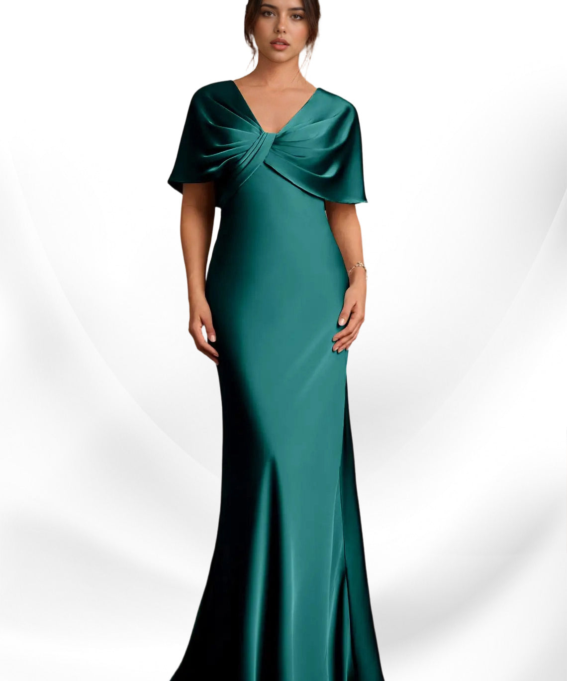 Augday Dosia Sheath Pleated Stretch Satin Dress