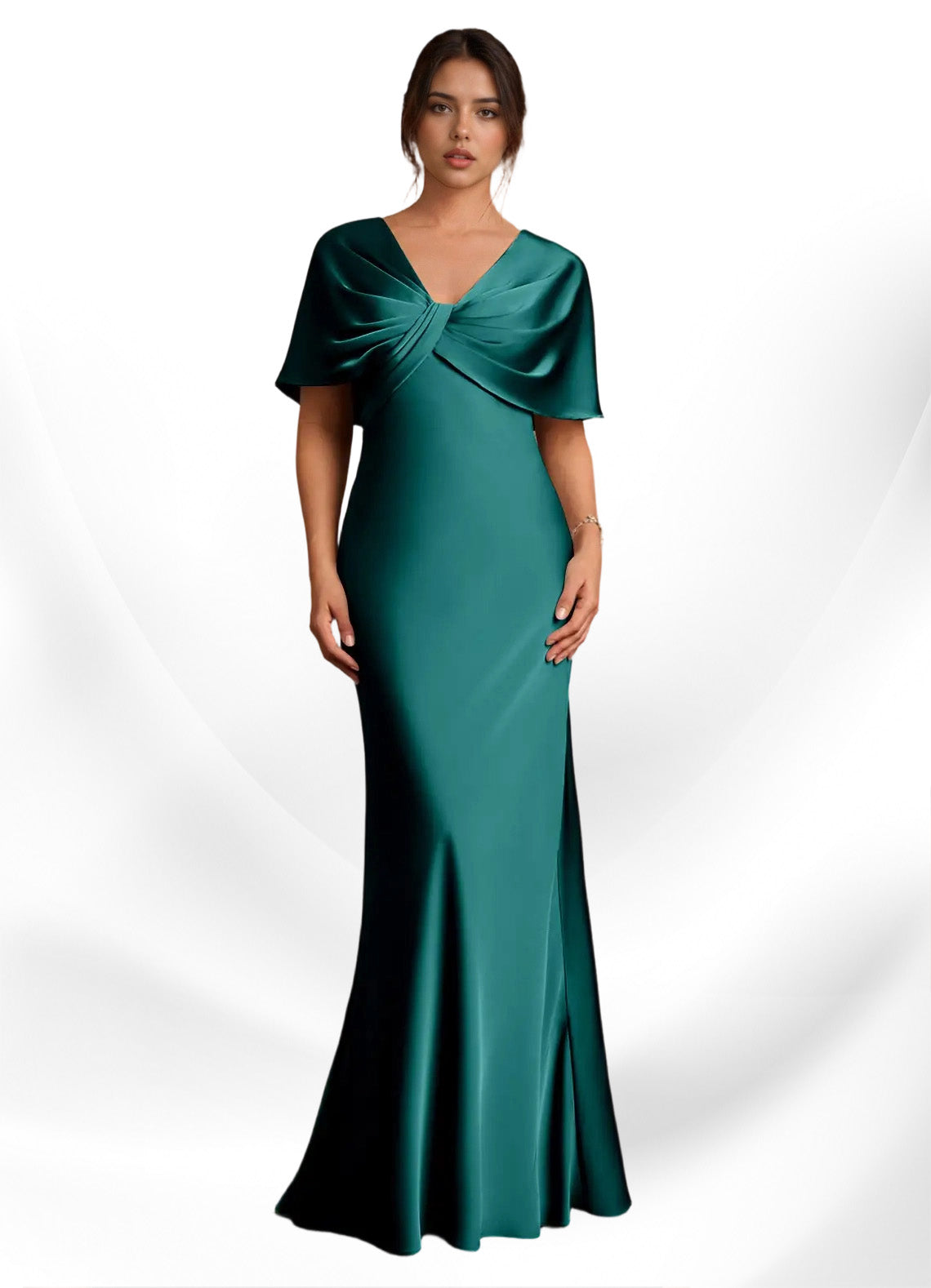 Augday Dosia Sheath Pleated Stretch Satin Dress