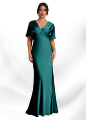 Augday Dosia Sheath Pleated Stretch Satin Dress