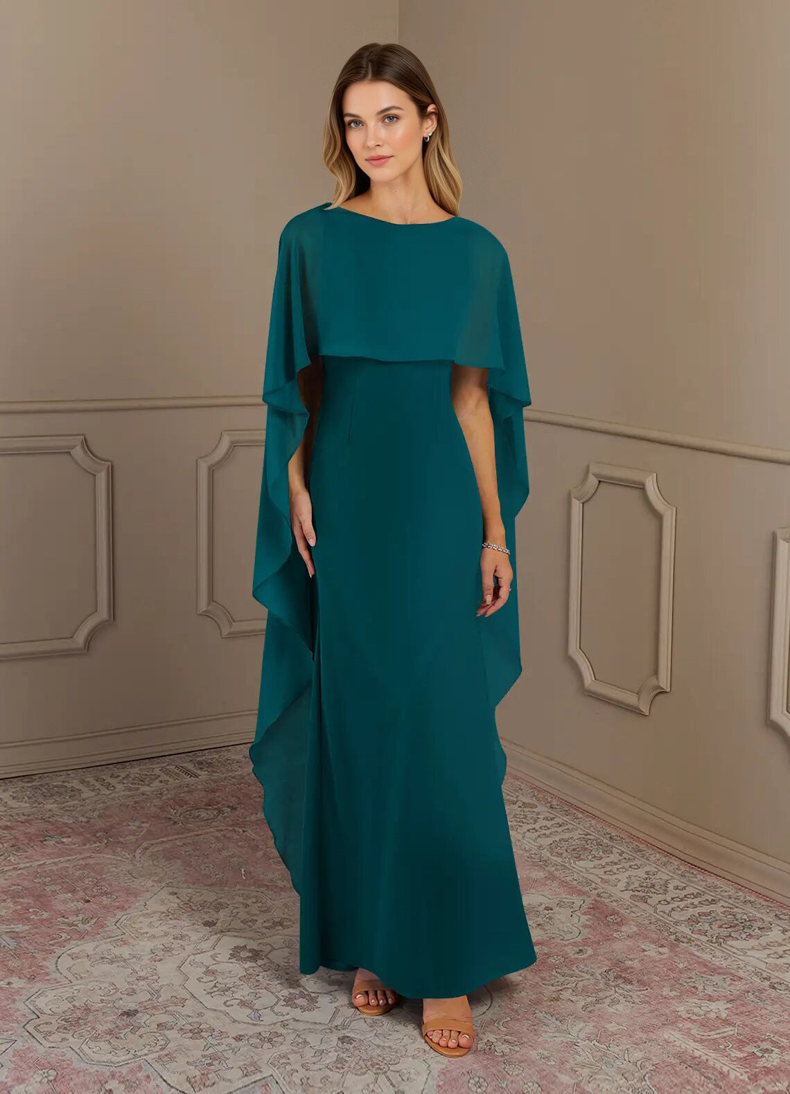 Augday Sheath Scoop Stretch Crepe Dress
