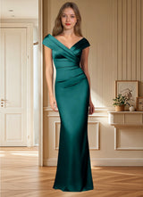 Augday Ludlow Mermaid Pleated Stretch Satin Dress