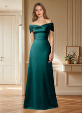 Augday Amelia A-Line Off the Shoulder Stretch Satin Dress