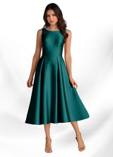 Augday Fulton A-Line Pleated Stretch Satin Dress