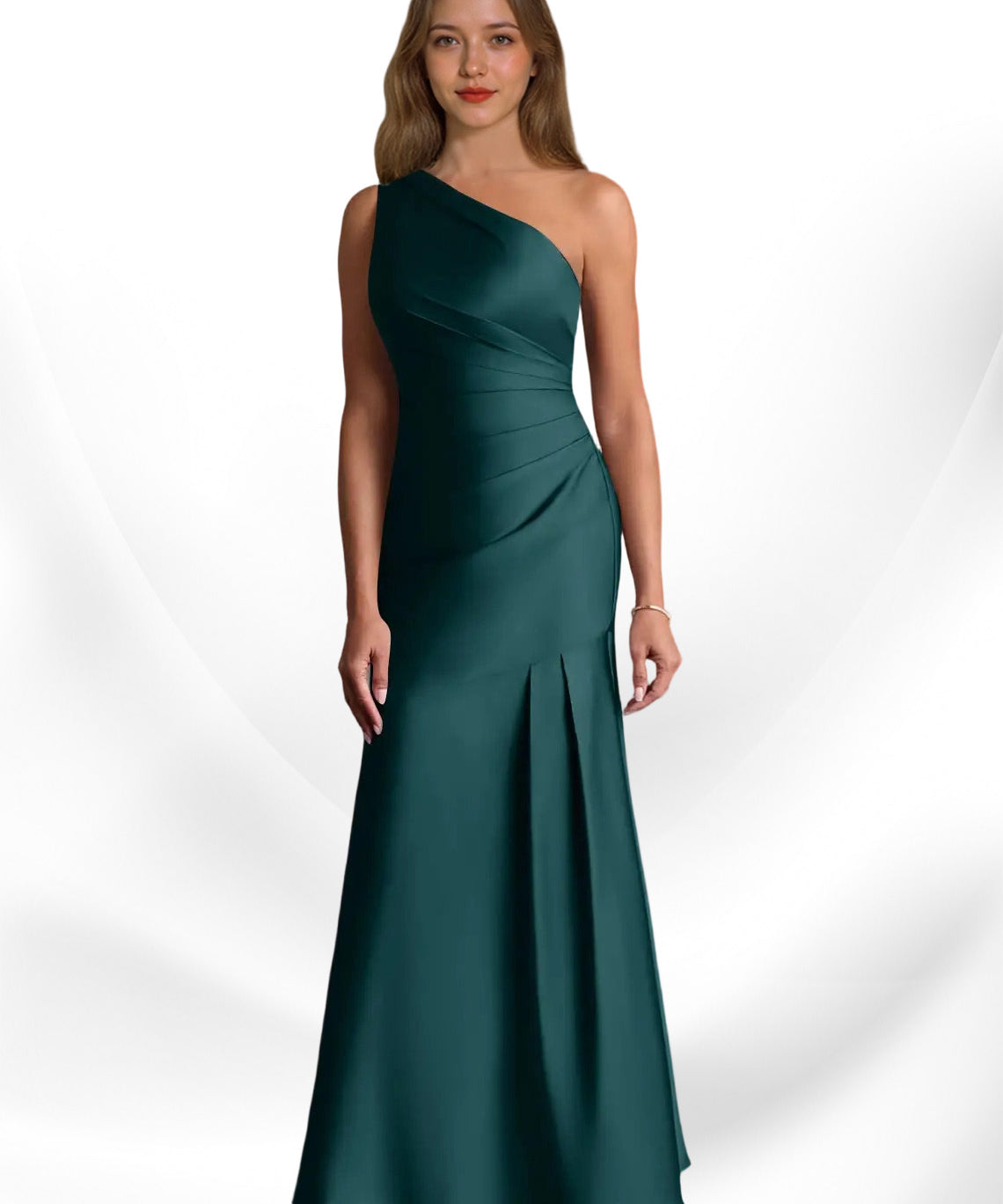 Augday Haifa Mermaid One Shoulder Stretch Satin Dress