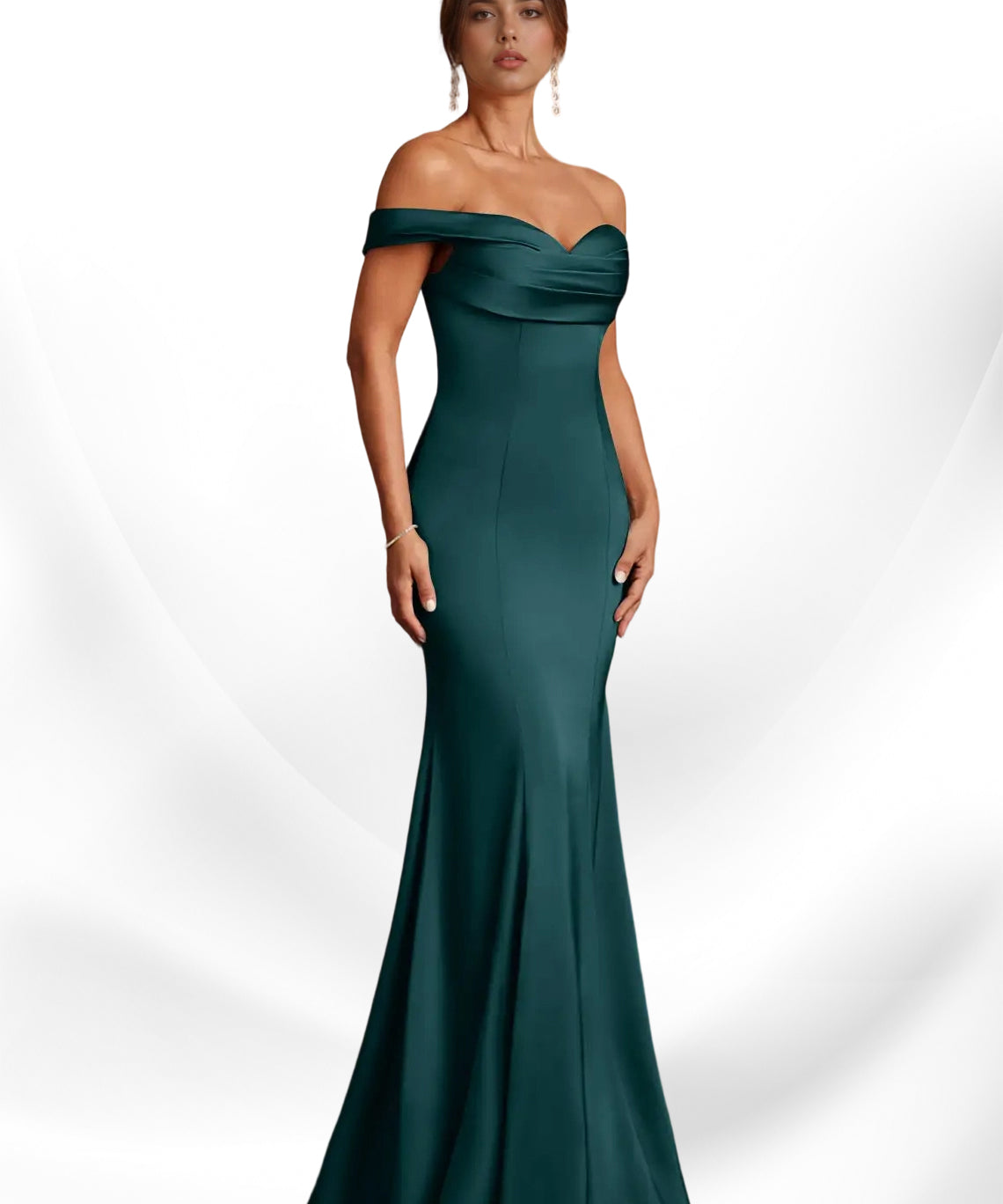 Augday  Mermaid Off the Shoulder Stretch Satin Dress