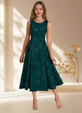 Augday Fulton A-Line Pleated Floral Burnout Dress