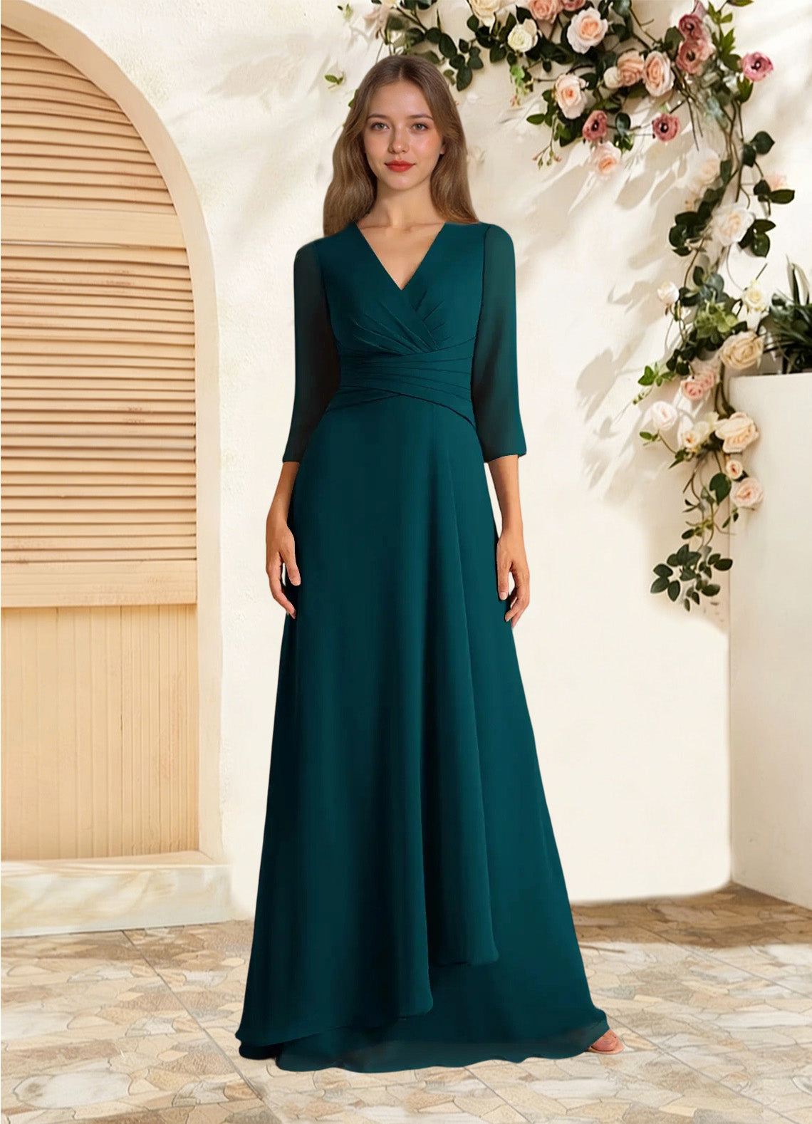 Augday Mayfield A-Line Pleated Chiffon Dress