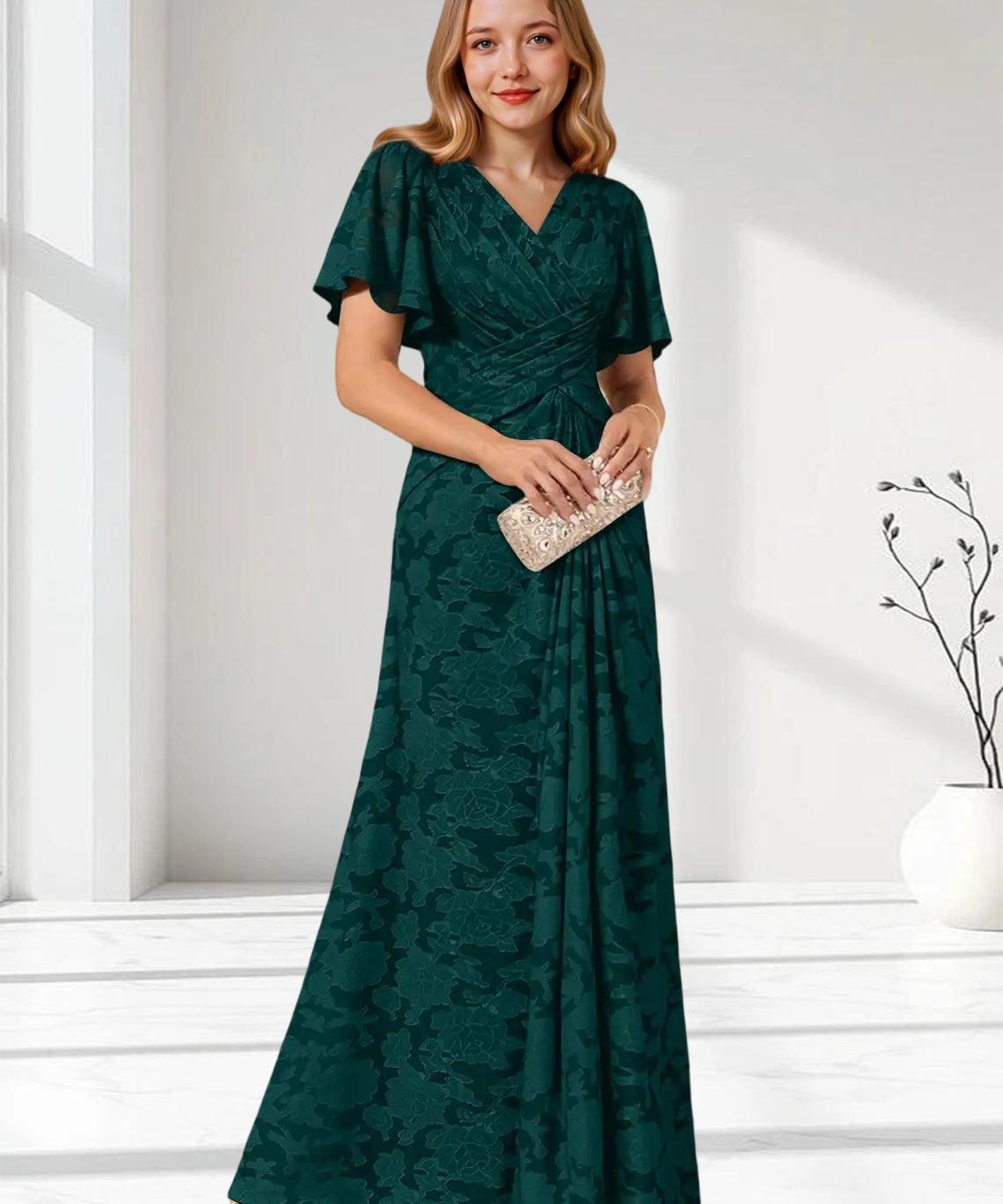 Augday Emmeline Pleated Floral Burnout Dress