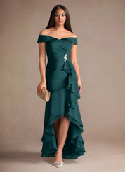 Augday Billings Mermaid Off the Shoulder Stretch Satin Dress