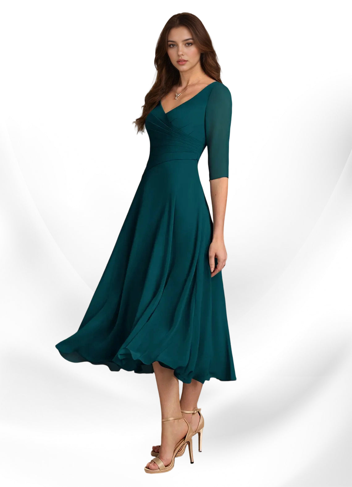 Augay Durant A-Line Pleated Chiffon Dress