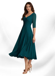Augay Durant A-Line Pleated Chiffon Dress