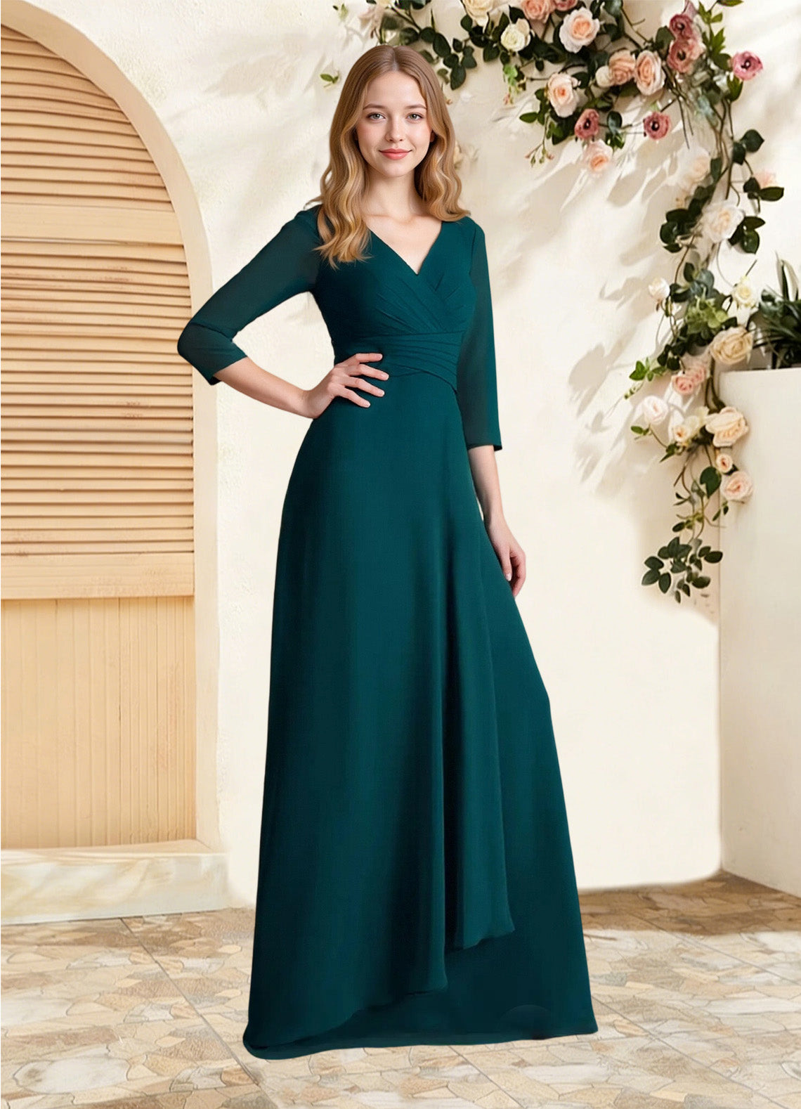 Augday Mayfield A-Line Pleated Chiffon Dress