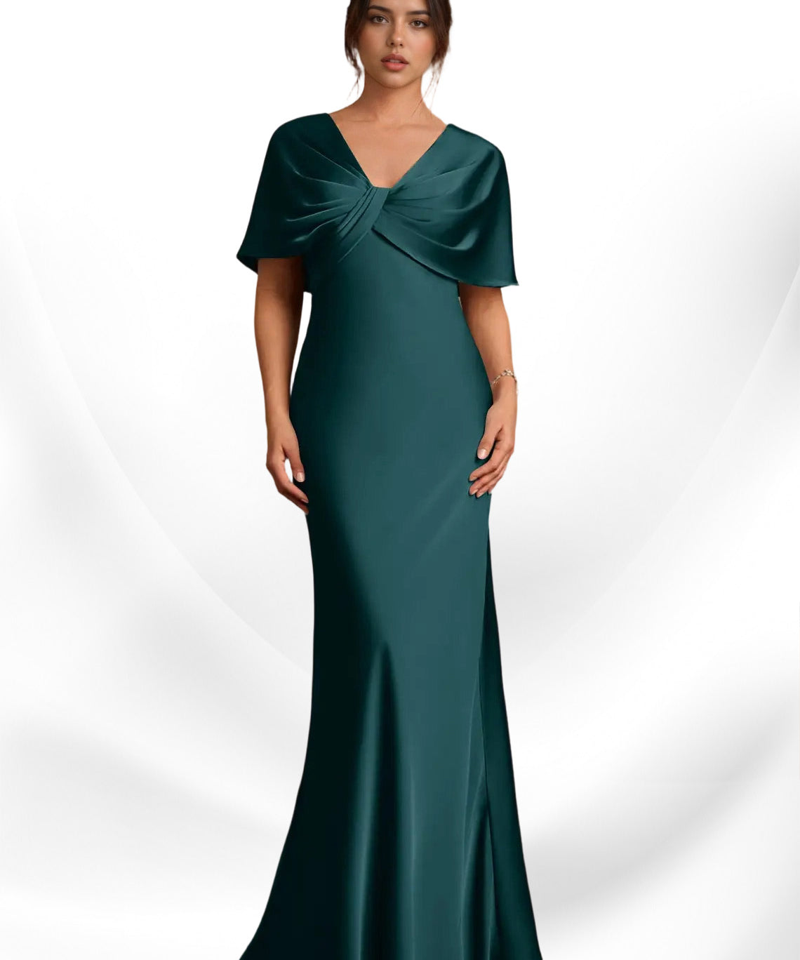 Augday Dosia Sheath Pleated Stretch Satin Dress