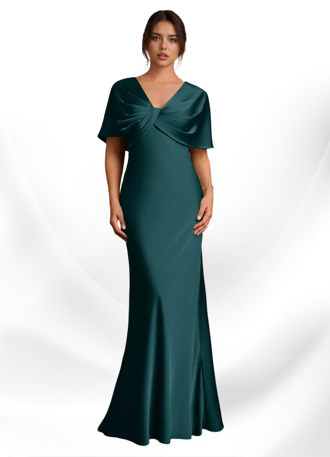 Augday Dosia Sheath Pleated Stretch Satin Dress