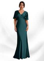 Augday Dosia Sheath Pleated Stretch Satin Dress