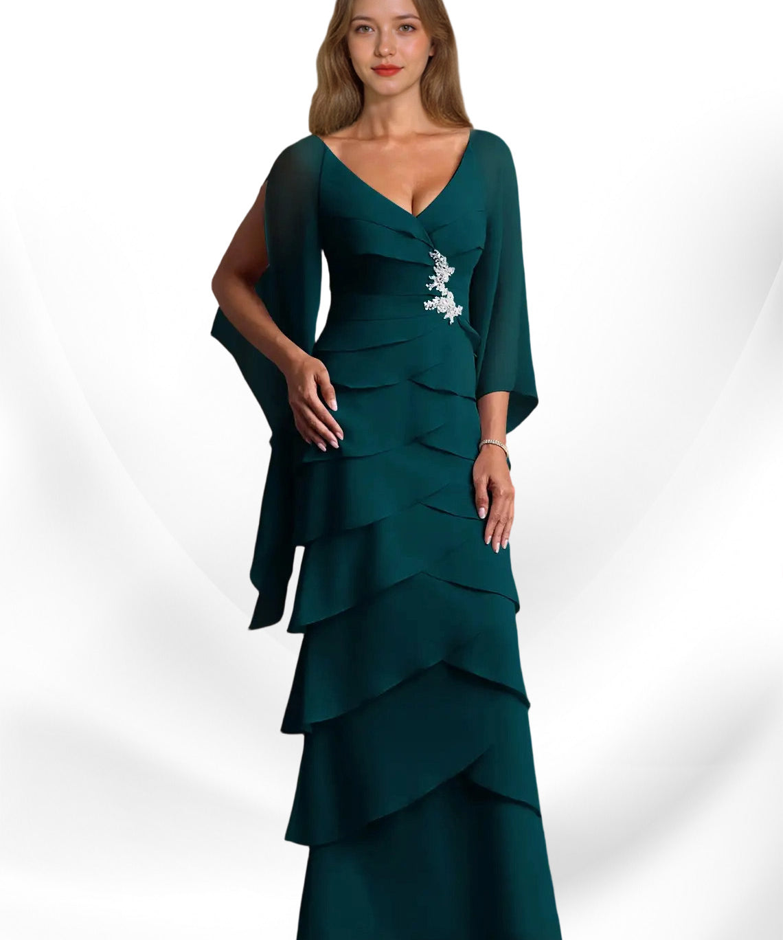 Augday Arabinda Sheath Ruched Chiffon Dress